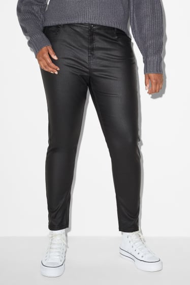 Dámské - CLOCKHOUSE - plátěné kalhoty - high waist - skinny fit - černá