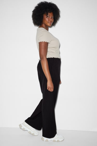 Femmes - CLOCKHOUSE - pantalon en toile - mid waist - straight fit - noir