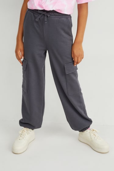 Bambine - Pantaloni sportivi cargo - grigio scuro