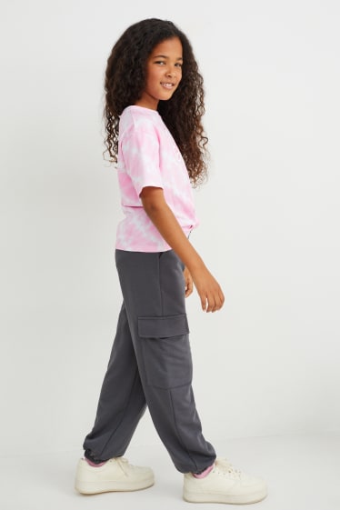 Bambine - Pantaloni sportivi cargo - grigio scuro