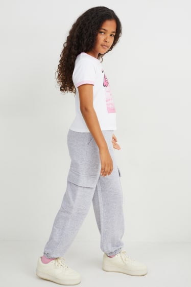 Bambine - Pantaloni sportivi cargo - grigio chiaro melange