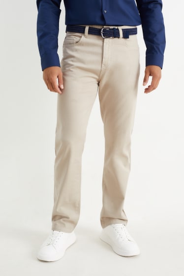 Pánské - Kalhoty s páskem - regular fit - béžová