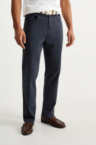 Pánské - Kalhoty s páskem - regular fit - tmavomodrá