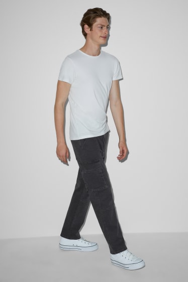 Herren - Cargo Jeans - Regular Fit - dunkeljeansgrau