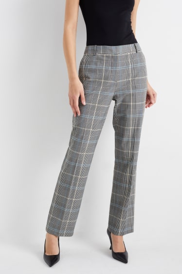 Dona - Pantalons formals - mid waist - straight fit - Mix & Match - gris clar