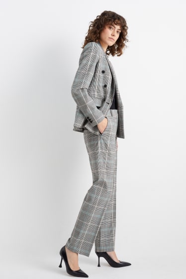 Dona - Pantalons formals - mid waist - straight fit - Mix & Match - gris clar