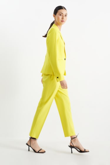 Women - Business trousers - mid-rise waist - slim fit - yellow