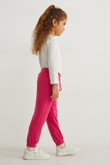 Kinderen: meisjes - Set van 2 - joggingbroek - blauw / fuchsiarood