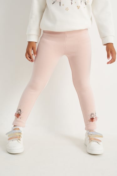Kinderen: meisjes - Set van 2 - thermolegging - glanseffect - zwart / roze