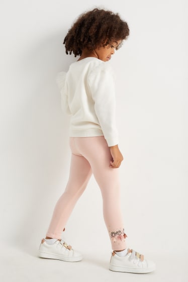 Kinderen: meisjes - Set van 2 - thermolegging - glanseffect - zwart / roze