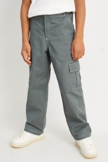 Dětské - Cargo džíny - termo džíny - zelená