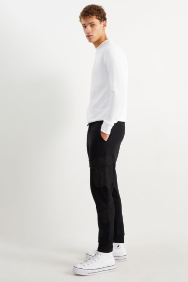 Hommes - Pantalon de jogging cargo - noir