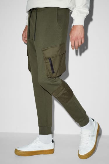 Hommes - Pantalon de jogging cargo - vert foncé