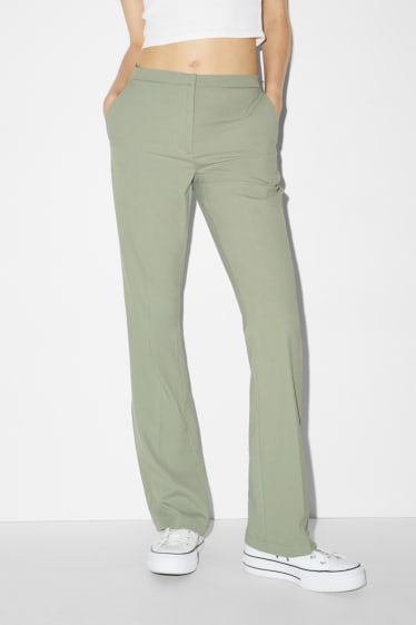Femmes - Pantalon en toile - mid waist - bootcut fit - vert clair