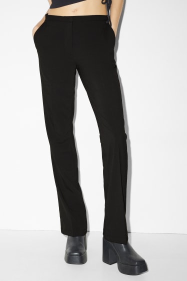 Femmes - Pantalon en toile - mid waist - bootcut fit - noir