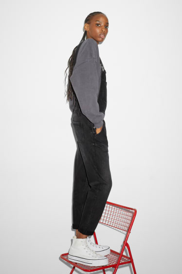 Dames - CLOCKHOUSE - denim tuinbroek - jeansdonkergrijs