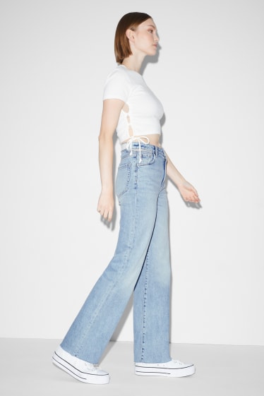 Women - CLOCKHOUSE - straight jeans - high waist - denim-light blue