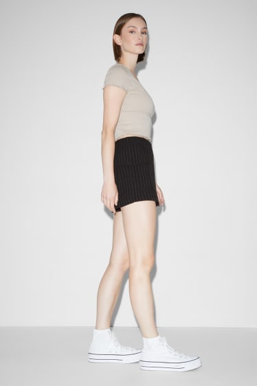 Femmes - Jupe-short - fines rayures - noir