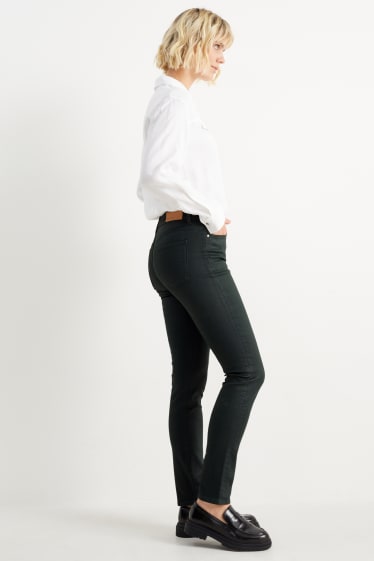 Dames - Slim jeans - mid waist - donkergroen
