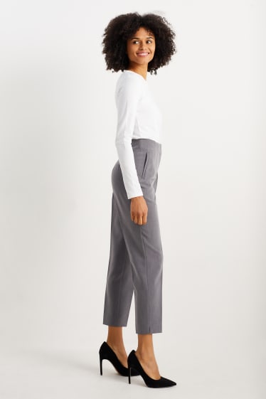 Dames - Broek - high waist - tapered fit - donkergrijs