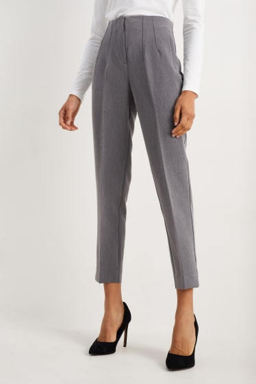 Dames - Broek - high waist - tapered fit - donkergrijs