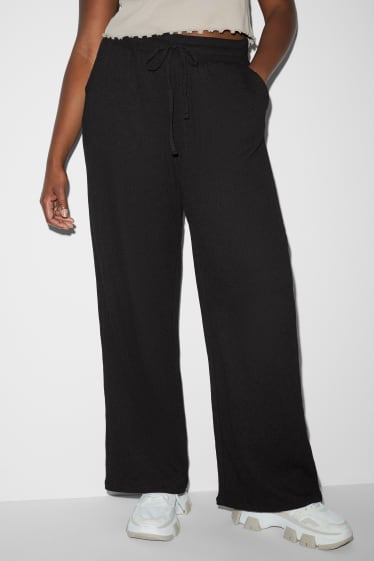 Women - CLOCKHOUSE - jersey trousers - palazzo - black