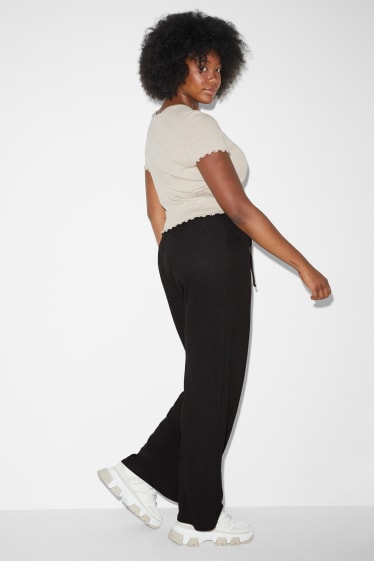 Women - CLOCKHOUSE - jersey trousers - palazzo - black