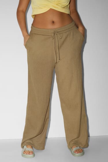Damen - CLOCKHOUSE - Jersey-Hose - High Waist - Palazzo - grün