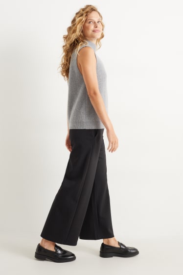 Damen - Stoffhose - High Waist - Wide Leg - dunkelgrau