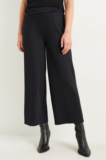 Damen - Hose - High Waist - Wide Leg - dunkelblau
