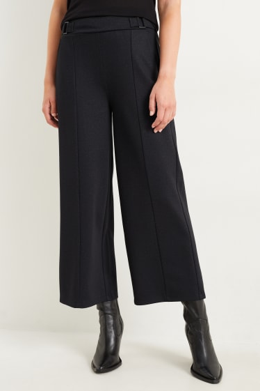 Femmes - Pantalon - high waist - wide leg - bleu foncé