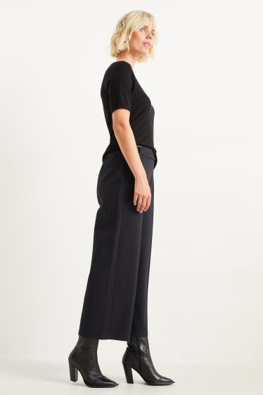 Damen - Hose - High Waist - Wide Leg - dunkelblau