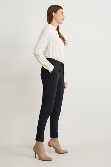 Damen - Stoffhose - Mid Waist - Tapered Fit - dunkelblau
