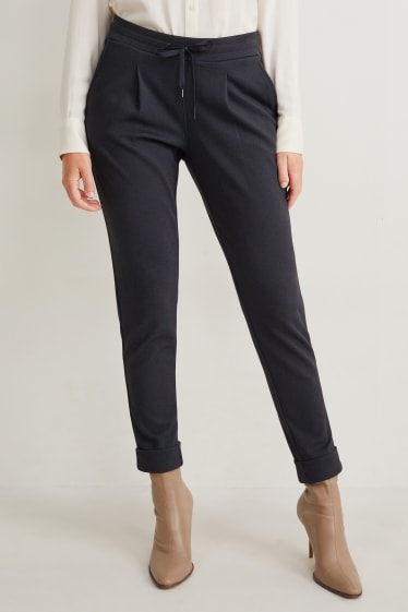 Damen - Stoffhose - Mid Waist - Tapered Fit - dunkelblau