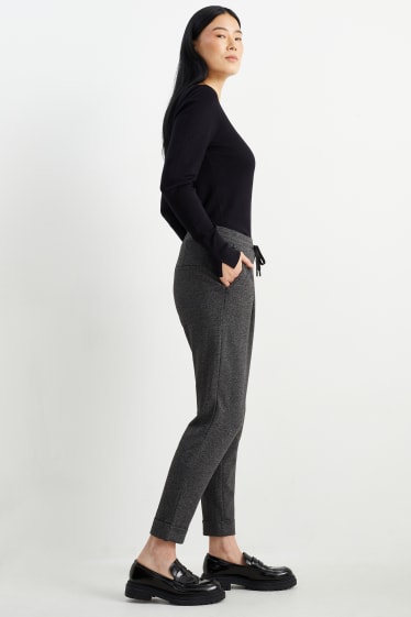 Damen - Jersey-Hose - Tapered Fit - dunkelgrau