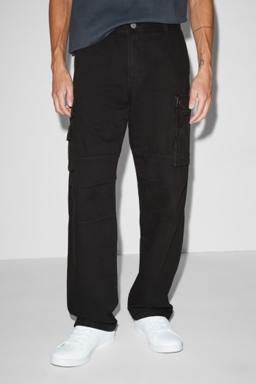Uomo - Pantaloni cargo - relaxed fit - nero