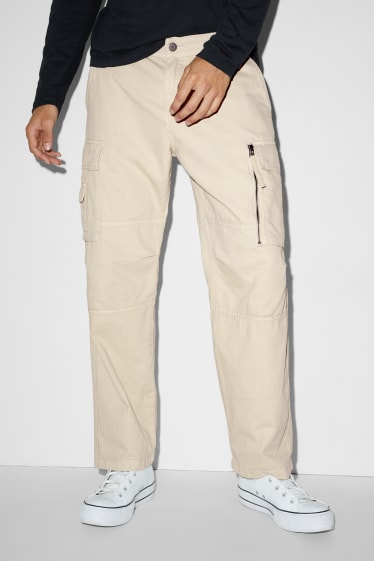 Men - Cargo trousers - relaxed fit - beige