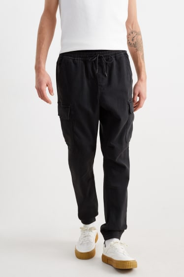 Men - Cargo trousers - tapered fit - black