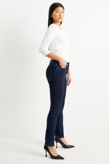 Women - Slim jeans - mid-rise waist - shaping jeans - LYCRA® - denim-dark blue