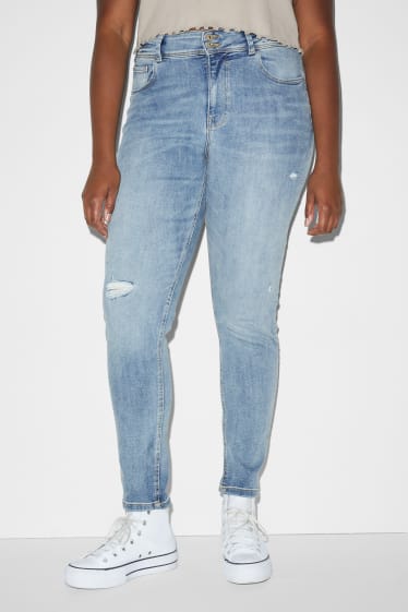 Damen - CLOCKHOUSE - Skinny Jeans - Mid Waist - Push-up-Effekt - helljeansblau