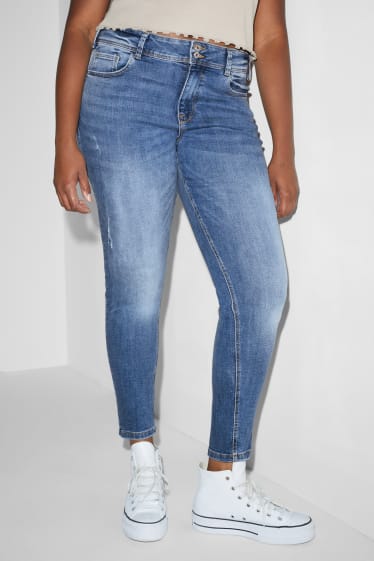 Damen - CLOCKHOUSE - Skinny Jeans - Mid Waist - Push-up-Effekt - jeansblau