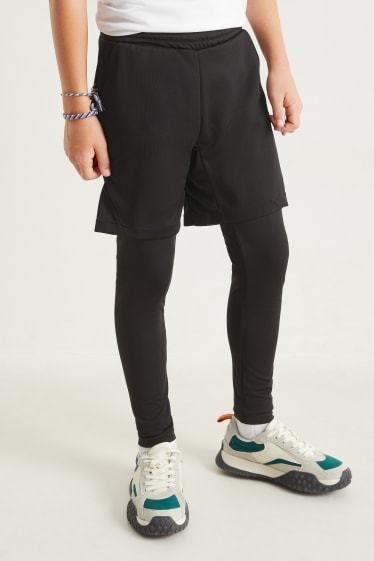 Kinder Buben - Leggings mit Shorts - 2-in-1-Look - schwarz