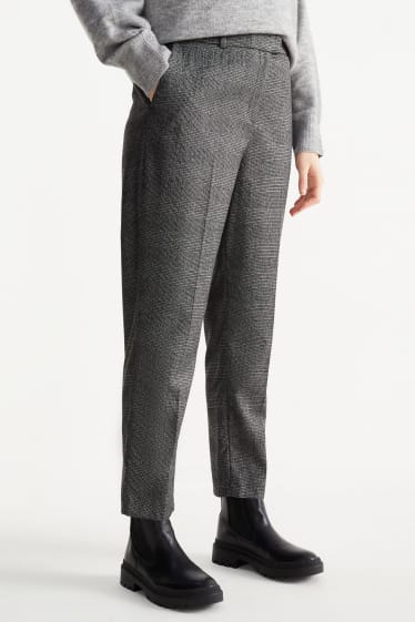 Mujer - Pantalón de tela - mid waist - cigarette fit - de cuadros - gris oscuro