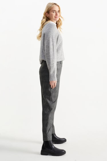 Mujer - Pantalón de tela - mid waist - cigarette fit - de cuadros - gris oscuro