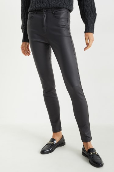 Damen - Stoffhose - High Waist - Skinny Fit - schwarz