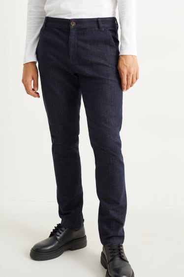 Heren - Chino-jeans - tapered fit - donkerblauw