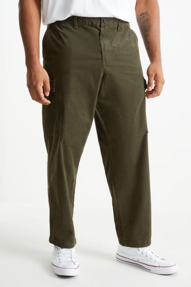 Uomo - Pantaloni di velluto a coste cargo - verde