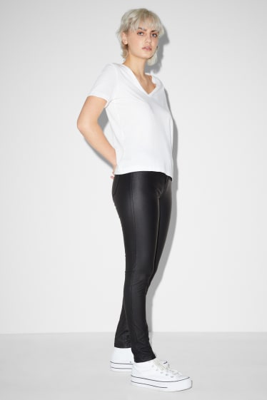Damen - Stoffhose - Mid Waist - Skinny Fit - schwarz