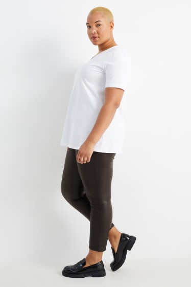 Dona - Leggings - pell sintètica - marró fosc