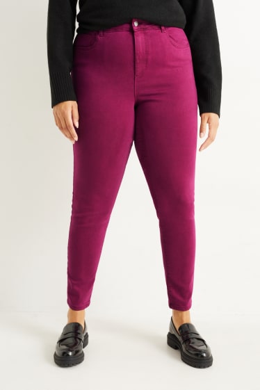Kobiety - Jegging Jeans - wysoki stan - bordowy